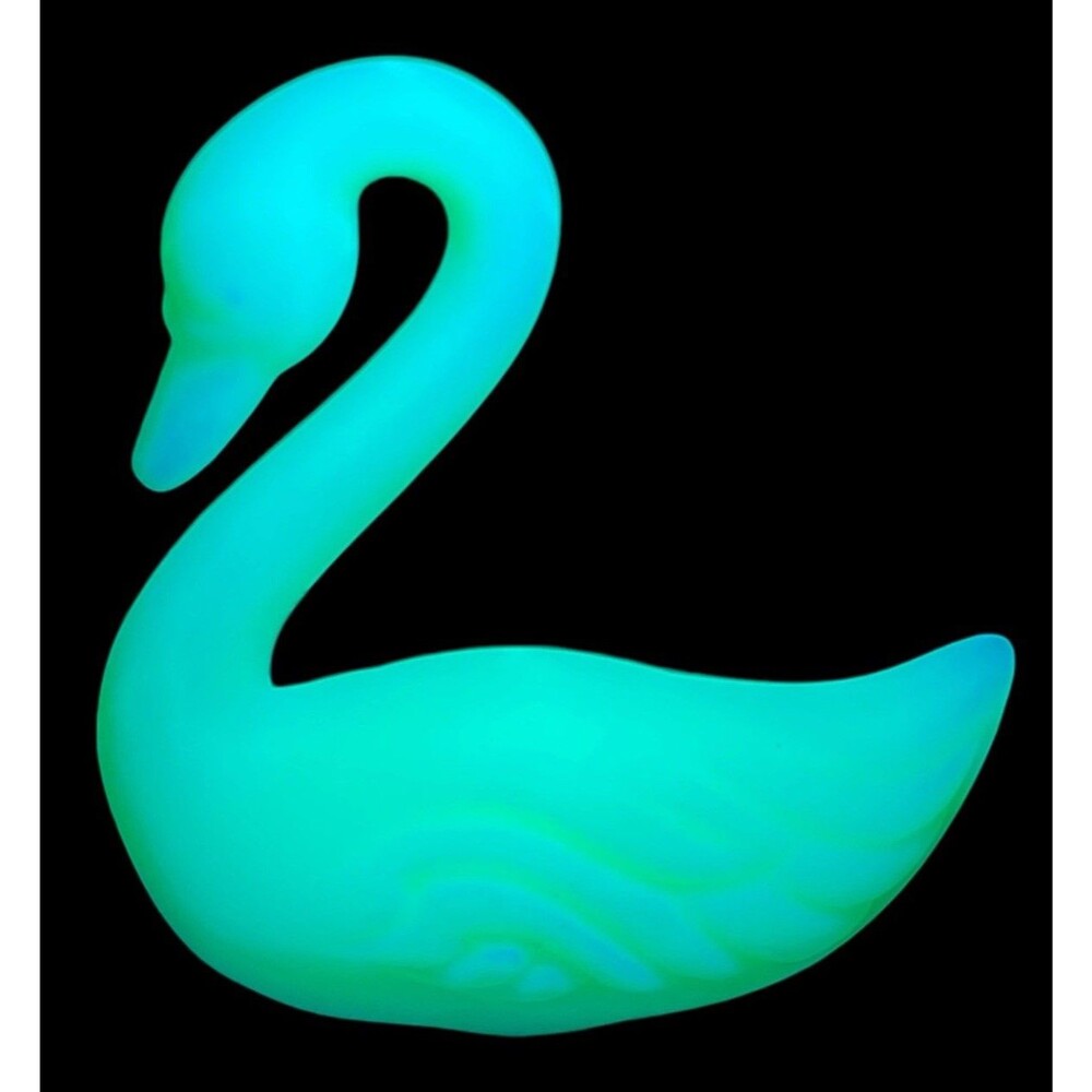 VTG Fenton Uranium Glass Swan Custard Satin Figurine Oval Mark UV Glow 4”